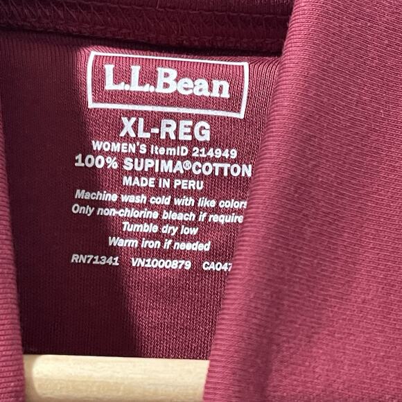 L.L. Bean Supima Cotton Turtleneck Top Size XL Red Long Sleeve Holidays - Picture 2 of 4